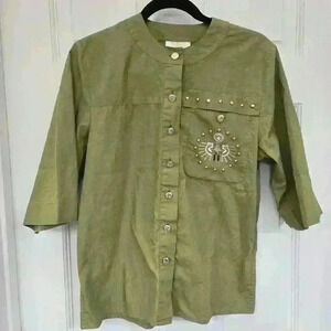 Vintage Joseph Ho Studded 3/4 Sleeve Top ,Size 6